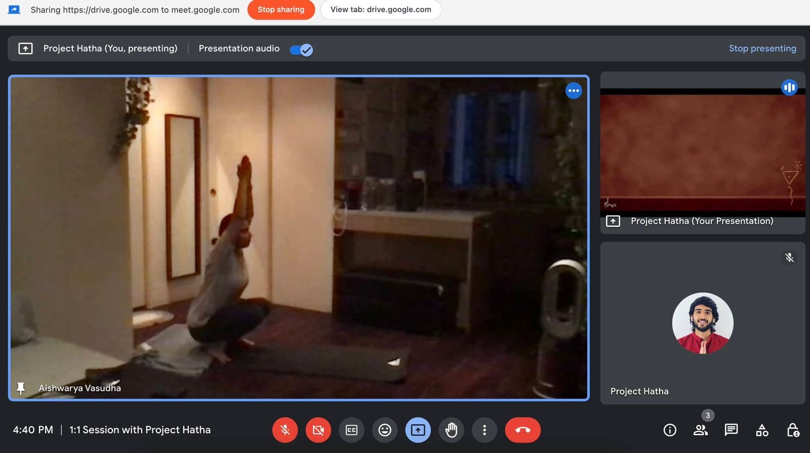Classical Hatha Yoga practice session with seekers in a guided group class