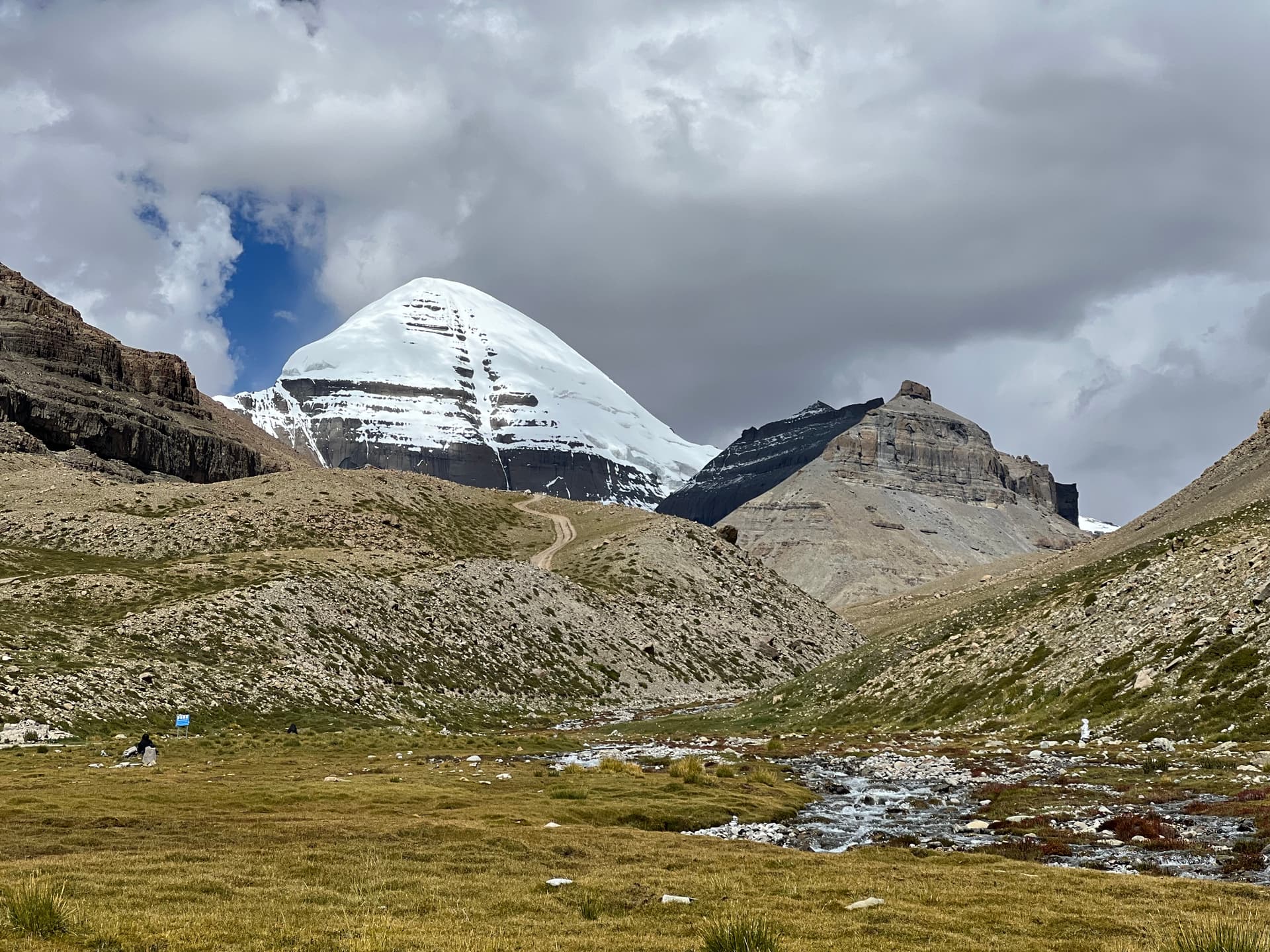 Mount Kailash south face from Ashtapad, with Nandi Parvat in front