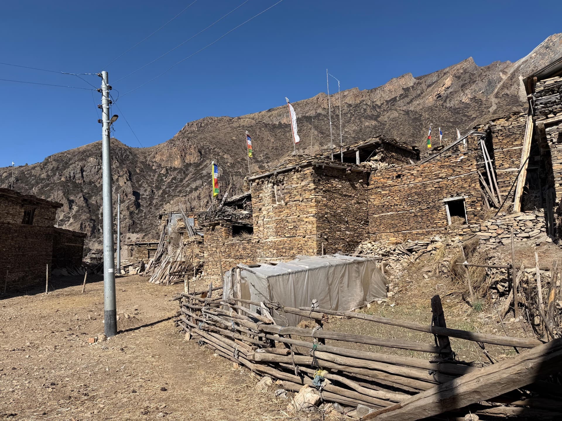 Monastery and mountain backdrop along the route