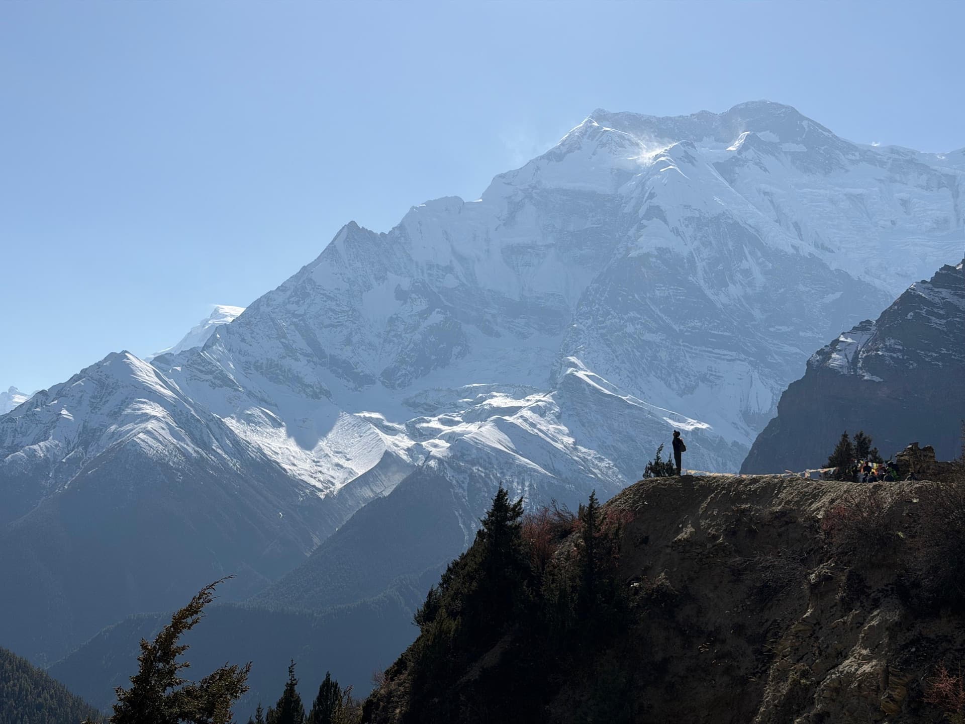 Dramatic Annapurna range from the trekking trail