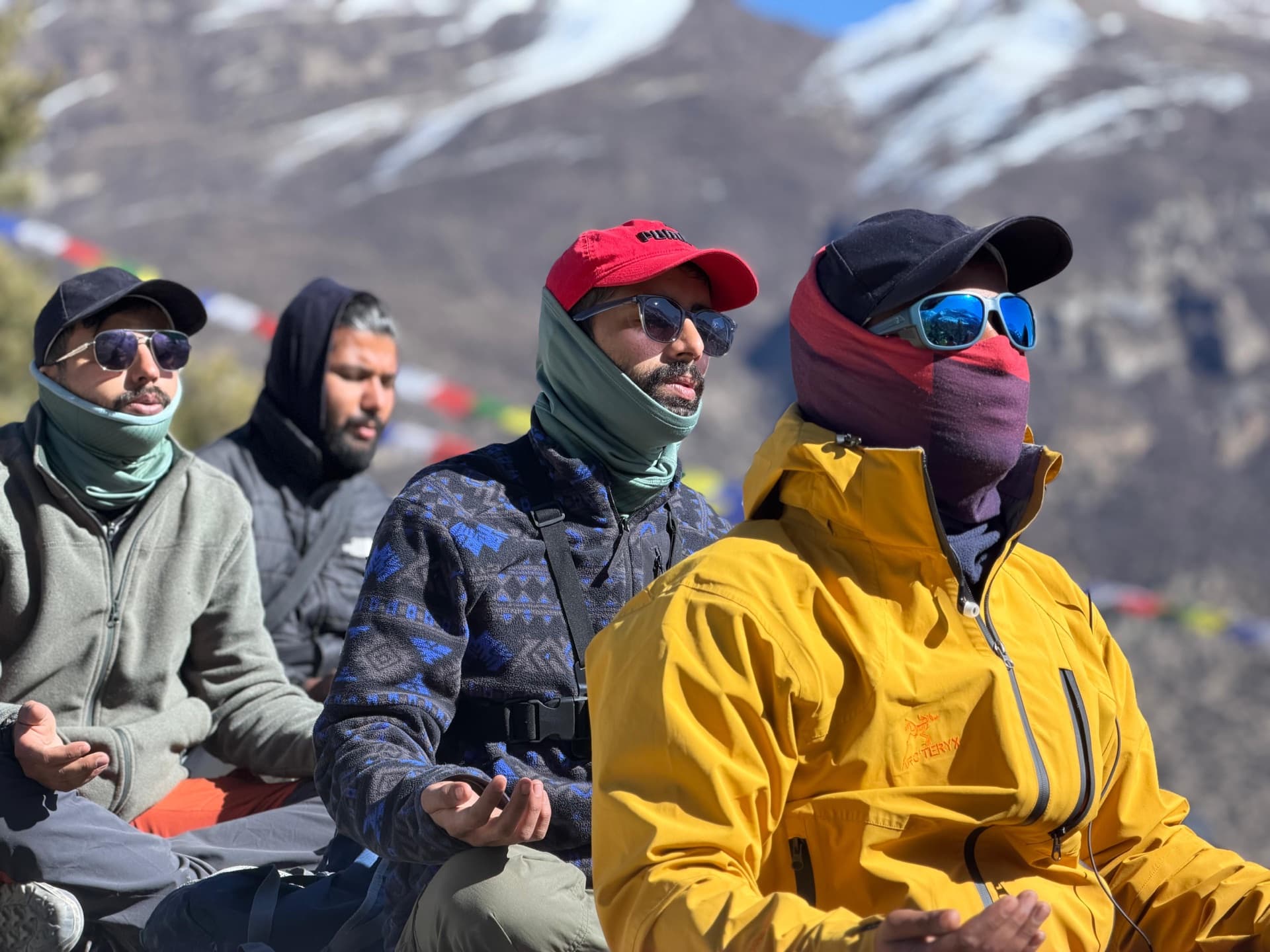 Sunlit peaks on the Annapurna Circuit journey