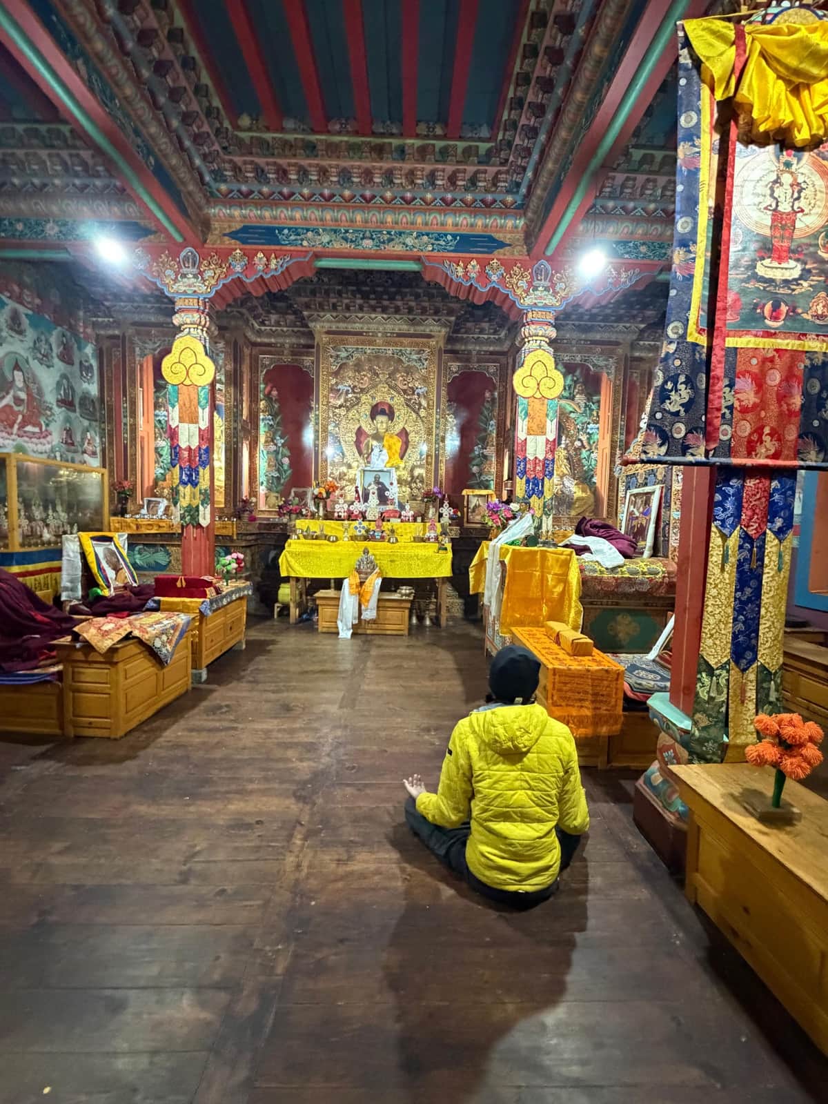 Meditation in a Himalayan Buddhist monastery along the Annapurna route